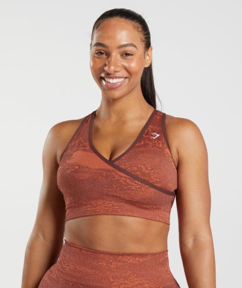 Women's Gymshark Adapt Camo Seamless Sports Bra Brown | NZ 0OVJHA